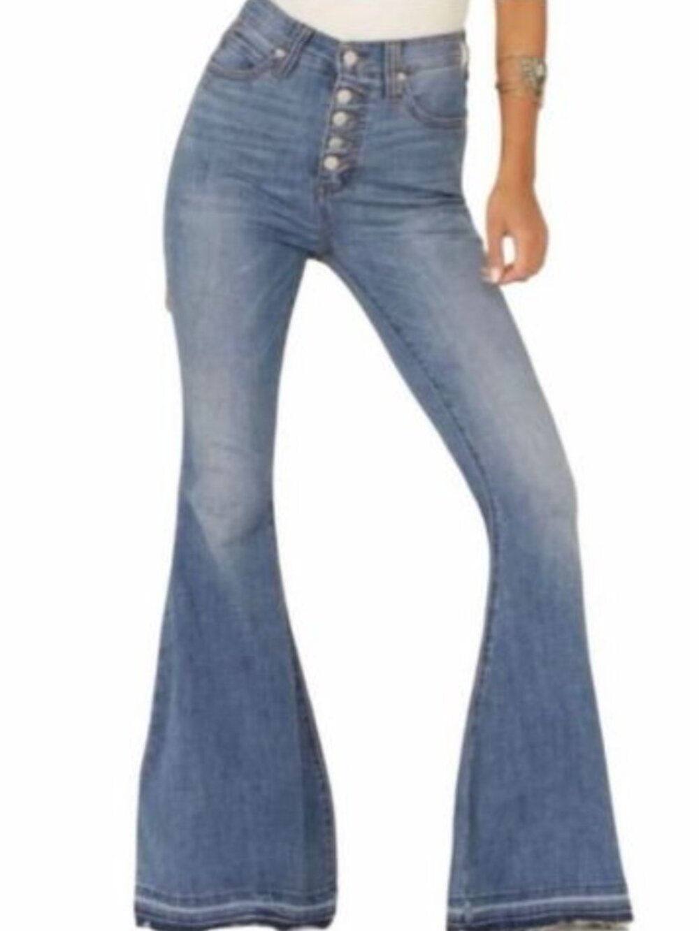 Free People We The Free Irreplaceable Bell Bottom Jeans Button Fly Flare Size 27